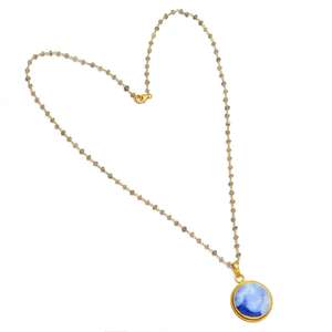 Collar con colgante de plata de ley 925 unisex con ónix ovalado con bandas rosas para boda, fiesta, compromiso, aniversario, nueva idea de diseño - Product Image 4