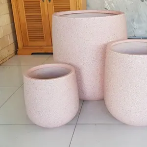 [Ecova-ollas el contemporáneo TULIP formas para planta de macetas con MATERIAL DURABLE y ligero de peso-Rosa POLY-TERRAZZO - Product Image 1