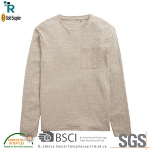 Camiseta de manga larga para hombre, prenda de vestir promocional hecha a medida, de color básico, con bolsillo, de manga larga - Product Image 4