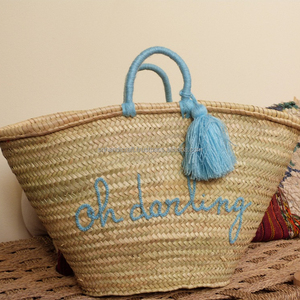 Panier marocain en paille personnalisé, fait main, essentiel - Product Image 1