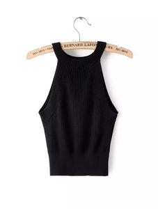 New Womens Halter Neck Tight Knit Crop <b>Top</b> Sleeveless Cami Tank <b>Top</b> Sweater <b>Top</b> - Product Image 4