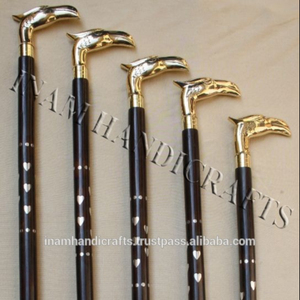 Bastón de madera, bastones y bastones de paseo marinos, bastón de madera hecho a mano con mangos de águila de latón de INAM HANDICRAFTS - Product Image 3