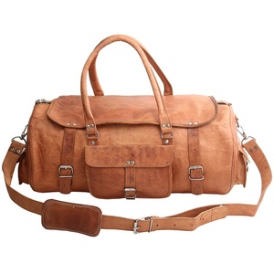 Real Goat Leather Full Flap 22 Inch Leather Cover <b>Extra</b> <b>Large</b> Travel Duffel <b>Bag</b> - Product Image 2