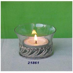 Photophore en laiton argenté et verre transparent pour centre de table de festival d'anniversaire de mariage - Product Image 1