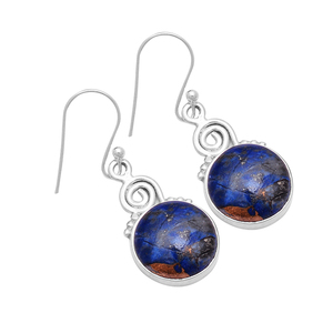 Blue Copper Turquoise Gemstone 925 <b>Sterling</b> <b>Silver</b> Fancy Earrings with Ear <b>Wire</b> Dangle for Wedding Anniversary Party & Gift - Product Image 1