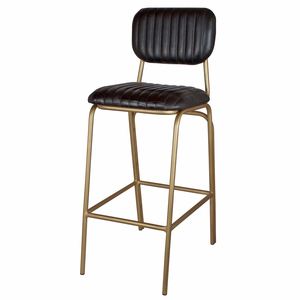 Tabouret de bar industriel en cuir et fer antique pour mobilier commercial - Product Image 2