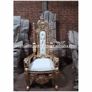 เก้าอี้ราชบัลลังก์ทรงราชาสิงโตฝรั่งเศสโบราณขนาดกลางใส่สบายทำจากโฟมไม้แข็งเนื้อผ้าหุ้มหนังสำหรับงานแต่งงาน - Product Image 6