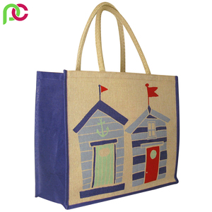 ถุงปอกระเจาสีธรรมชาติย่อยสลายได้เป็นมิตรต่อสิ่งแวดล้อม100% ช้อปปิ้งพร้อมที่จับผ้าฝ้ายสไตล์โบฮีเมียนสำหรับร้านค้า - Product Image 2