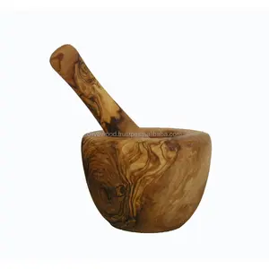 Pequeño mortero y caballete de madera de olivo 11 cm