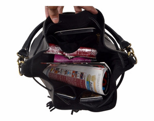 Cuir véritable de haute qualité Sac seau gris Fashion Designer Luxury Tote Bag Portable Simple Handbags For Women Versatile Daily - Product Image 6