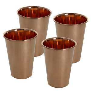 Juego de 4 vasos de agua de cobre, acabado de vidrio, pulido de cobre martillado, vaso de vidrio de cobre puro - Product Image 1