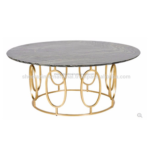Table basse moderne et élégante en fer doré avec cadre et dessus en verre pour salon ou restaurant Table en verre dernier cri - Product Image 6