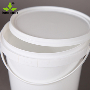 Cubo de plástico blanco liso de 4L con mango de metal con tapa de PP de grado alimenticio para almacenamiento de alimentos de pintura de helado - Product Image 5