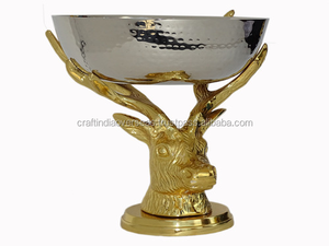 Vente chaude meilleure qualité bol de fruits en laiton gaufré Design fantaisie plats de service et centres de table sculptés à la main pour les fêtes - Product Image 3