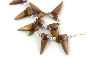 Cuentas de Briolette con forma de triángulo facetado, Gema Natural de ojo de tigre, fabricante al por mayor, alta calidad - Product Image 6