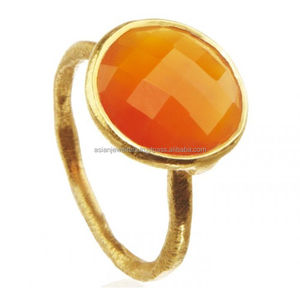 Oro vermeil 925 Plata esterlina cornalina piedra preciosa anillo hecho a mano - Product Image 1