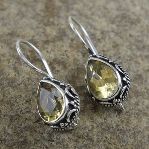Pendientes Elegantes de Plata de Ley 925 con Citrino Natural, Hechos a Mano, Accesorios Finos para Mujer, Proveedor de Joyería para Bodas - Product Image 1