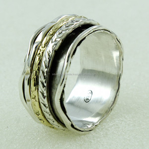 Anillo Giratorio de Plata de Ley 925 con Engaste Invisible, Joyería Bicolor Deslumbrante para Compromiso, Boda o Fiesta, con Incrustaciones de Piedras - Product Image 1