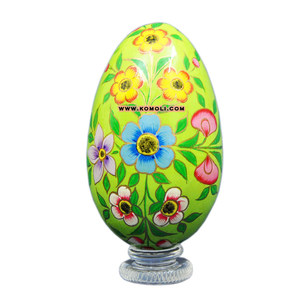 Huevos de Pascua gigantes de madera pintados a mano, huevos decorativos al por mayor para exhibiciones de primavera, decoración navideña, manualidades y estilo de eventos - Product Image 1