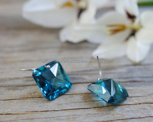 London Blue Topaz Quartz Fine Dangle Boucles d'oreilles Vermeil Gold Finish Sterling Silver Drop Style pour les mariages, les fêtes ou les cadeaux - Product Image 2