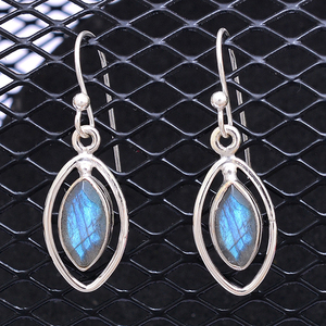 Hermosa forma de marquesa 925 Pendientes colgantes de plata esterlina con múltiples piedras preciosas Pendiente de moda para boda, aniversario, regalo. - Product Image 6