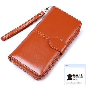 กระเป๋าคลัทช์สำหรับผู้หญิงสวยกระเป๋าเงินผู้หญิงสีน้ำตาลเข้มลำลองหนังแท้ Saffiano hawai - Product Image 2