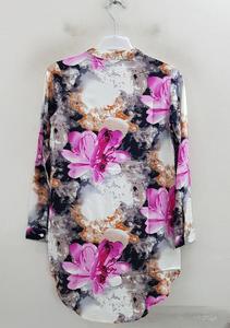 Super calidad auténticas etiquetas de marca de talla grande Casual mujer manga larga estampado Floral vestido camisa blusa Tops Bangladesh - Product Image 4