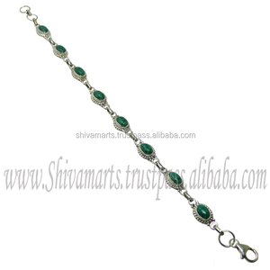 สร้อยข้อมือเงินสเตอร์ลิงทำด้วยมือทำจาก925อัญมณีสีเทอร์ควอยส์ธรรมชาติโรเดียมชุบเงินกำไลข้อมือของขวัญสไตล์วินเทจสำหรับผู้หญิง - Product Image 2