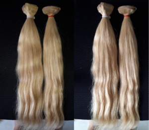100% extensions de cheveux vietnamiens vierges brutes trame de cheveux humains Style de vague droite soyeuse longueurs étirées 28-30 pouces couleur blonde - Product Image 1