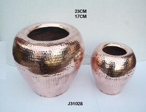 Vase à fleurs en cuivre avec motifs polonais et martelés miroir Vase en cuivre massif de décoration de la maison en gros - Product Image 2