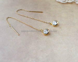 925เงินสเตอร์ลิงล้างควอตซ์พลอยด้ายต่างหูทอง Vermeil - Product Image 1