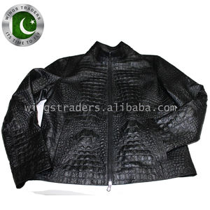 Vestes élégantes en cuir crocodile, noir, pour hommes - Product Image 3