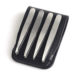 Juego de pinzas profesionales para pestañas de acero inoxidable de 4 piezas más vendidas, pinzas de depilación encarnadas duraderas y fuertes, puntas duraderas - Product Image 1