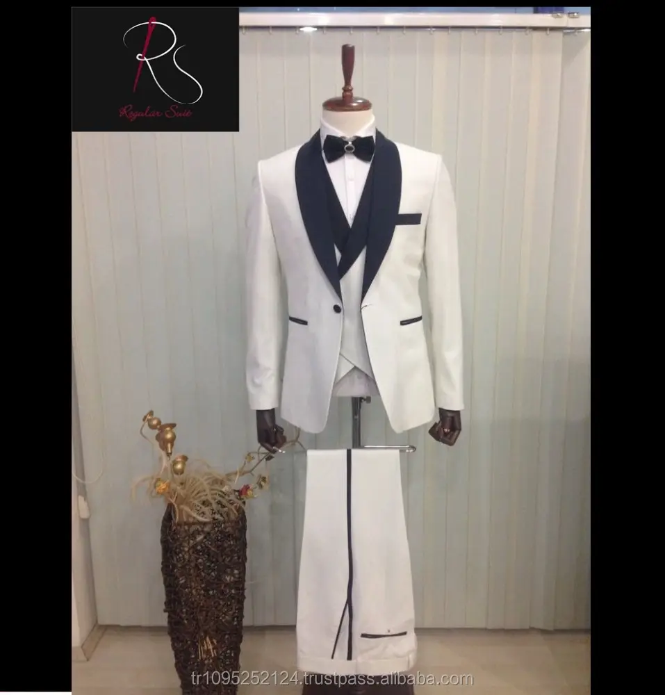 2018 Custom Made High Quality White Slim Fit Man Wedding Suit