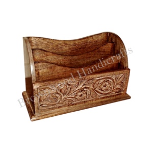 Hot Selling Wooden Hand Carved Letter and <b>Magazine</b> Holder Rack for Office and Home Table Use at Wholesale Price From India - Product Image 1