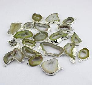 Connecteur en tranches naturelles d'agate de citron, 30 pièces, connecteur de druse, connecteur en argent, vente en gros, bijoux indiens - Product Image 4
