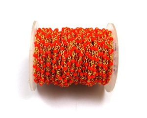 ปะการังสีแดงธรรมชาติอัญมณีเครื่องประดับลูกปัดลูกประคําลวดห่อลูกปัดชุบทองลูกปัดลูกประคําเหรียญ Charm CHAIN - Product Image 5