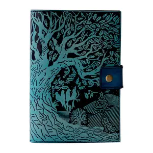 Árbol DE LA VIDA celta de cuero genuino en relieve diario Vintage diarios hechos a mano cuaderno de bocetos de Color azul cielo - Product Image 1