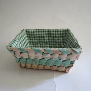 vietnam palm leaf basket with fabric lining and decorative color