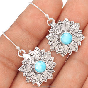 Boucles d'oreilles pendantes en argent sterling 925 à la mode avec pierre précieuse de Larimar naturelle pour les mariages cadeau d'anniversaire fournisseur OEM ODM - Product Image 1