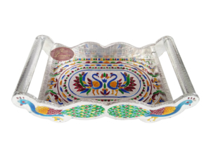 TWIN PEACOCK PLATEAU EN BOIS conçu MEENAKARI-S.M. (12 "X 6.5" X 3.5 "POUCES) PLATEAU DE LUXE à BON PRIX - Product Image 2