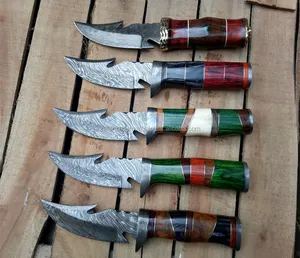 Couteau à crochet de chasse Damas fait à la main personnalisé (ZR299) Grade DIY avec support de personnalisation OEM - Product Image 1