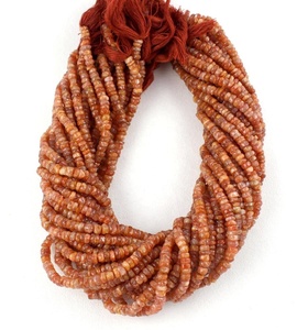 Fil Long de 13 pouces, fabricant en gros, pierre de soleil naturelle véritable de haute qualité, forme de pneu, perles lisses - Product Image 1