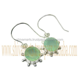 Boucles d'oreilles en argent massif 925 calcédoine pierres précieuses pour femmes et filles pour mariages et fêtes bijoux en argent fantaisie - Product Image 2