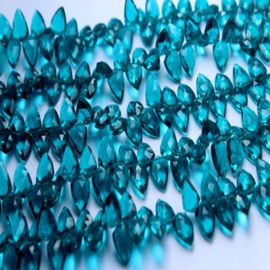Cuentas de cuarzo azul facetadas con forma elegante de aproximadamente 8 pulgadas - Product Image 3