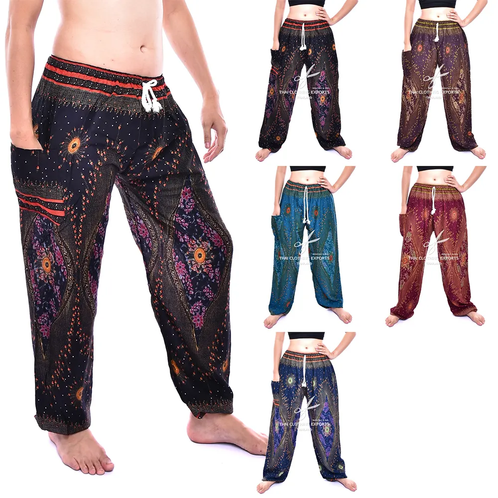 Peacock Harem pants Drawstring Waist, Unisex pants