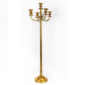 Candelabro Chapado en latón de alta tendencia, soporte de vela decorativo de 5 brazos para decoración de Hotel y restaurante, boda - Product Image 1