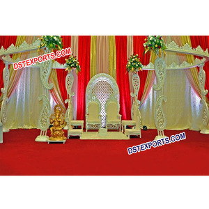 Blanc doux Ouverture D'étape De Mariage Nouvellement Conçu Décoration De Scène avec Paisley Piliers Indiens Réception Fabricant D'étapes - Product Image 1