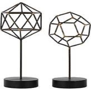 Sculpture géométrique en métal avec finition de couleur noire Set de 2 formes différentes Sculpture décorative Utilisation pour la décoration intérieure - Product Image 1