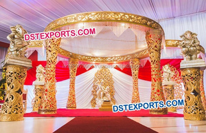 ชุดมณฑปงานแต่งงานแบบฮินดูโบราณ สวยงาม พร้อมเสาแกเนชา สำหรับงานวิวาห์ มณฑปงานแต่งงาน ชิคาโก - Product Image 3